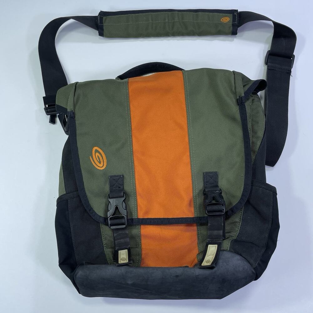 Timbuk Messenger Bag Multi Pockets Shoulder Strap Green Orange Commute Office